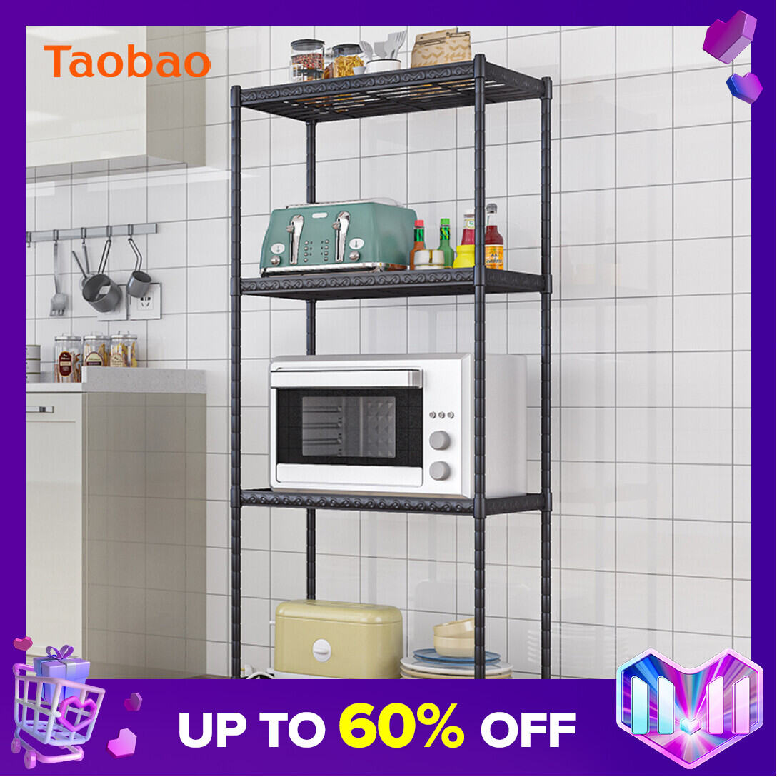 Kitchen Storage Rack Floor-Standing Multi-Layer Microwave Oven Stainless Steel Storage Shelf Bathroom Living Room Storage Rack