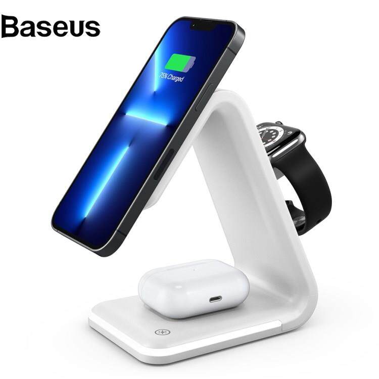 Wireless Charger B-17 3-in-1 15W FOD Intelligent Identify Wireless Charger with Smart Security Protection Wireless Charging Desktop Stand for Smartphone/Smart Watch/Earphones