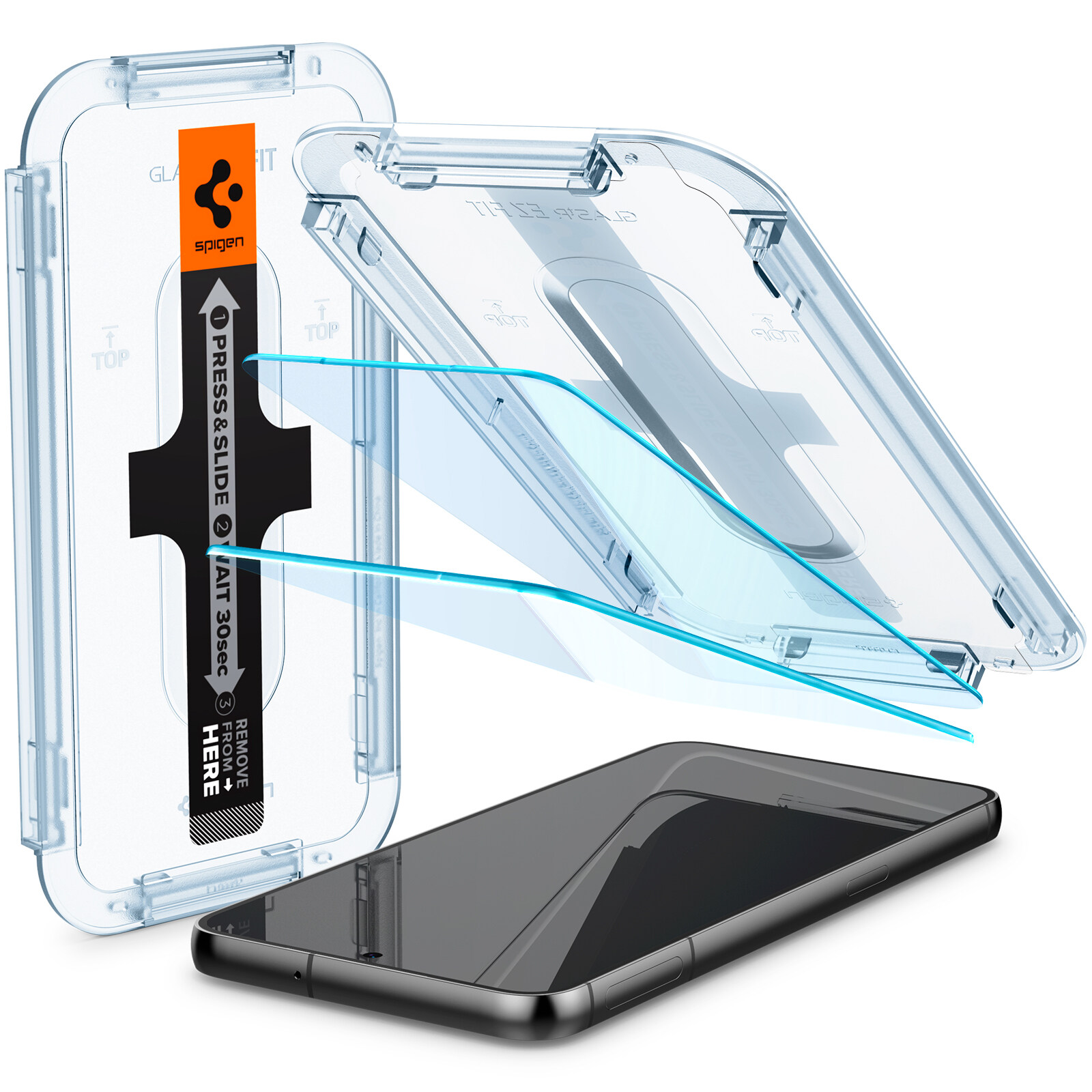 SPIGEN 2Pack Screen Protector for Galaxy S23 Series [Glas.tR EZ Fit] Auto-Installation Kit for Flawless Application / Galaxy S23 Plus Tempered Glass / Galaxy S23 Screen Protector