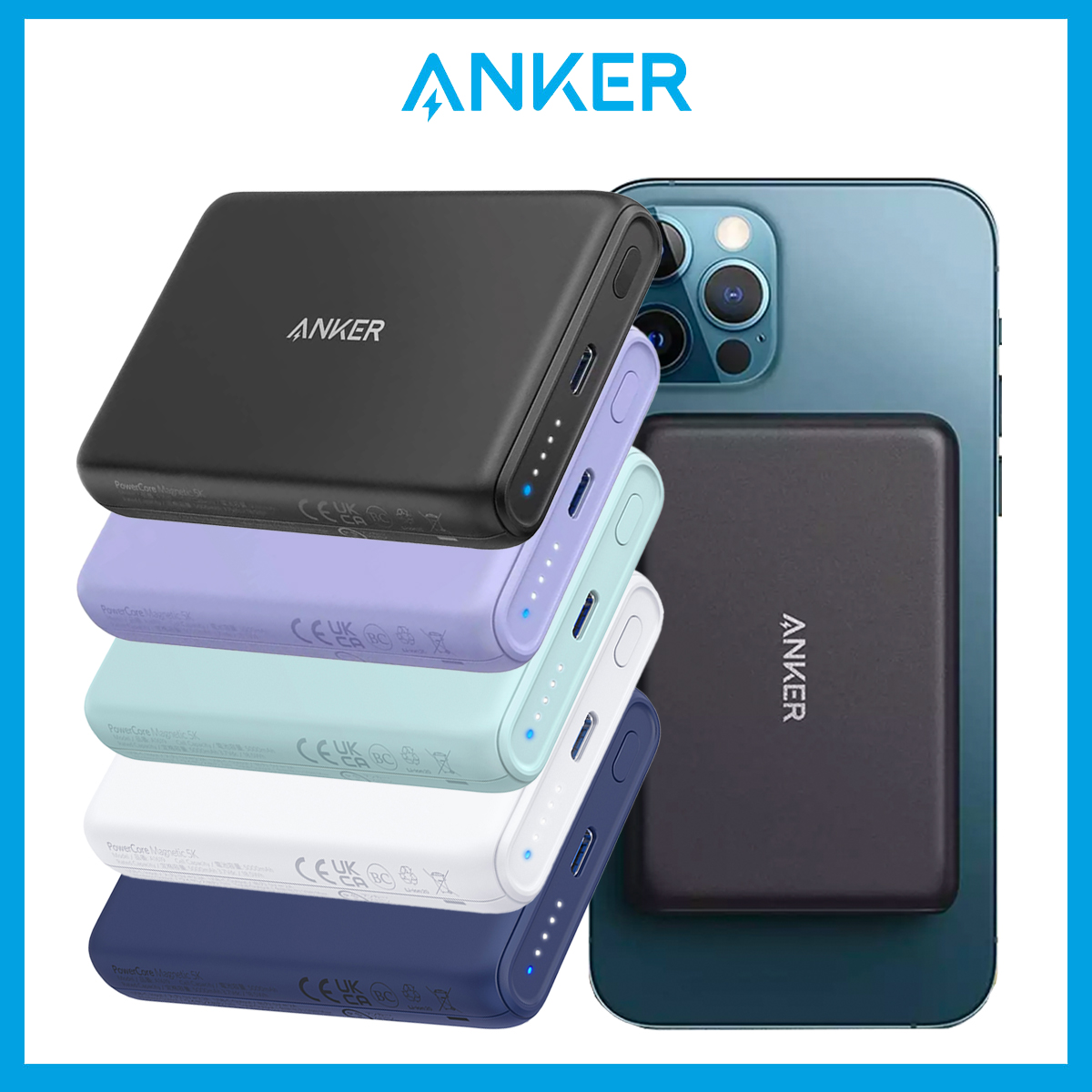 Anker Powerbank PowerCore Magnetic 5000mah Magsafe Powerbank Magsafe Charger Wireless Portable Charger Power Bank for iPhone 14/13/12