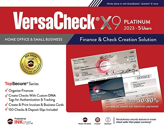 VersaCheck X9 Platinum 2023 – 5 User Finance and Check Creation Software [PC Download]